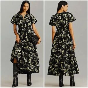 Anthropologie Cottagecore Feminine Tiered Floral The Somerset Maxi Dress XXS NWT